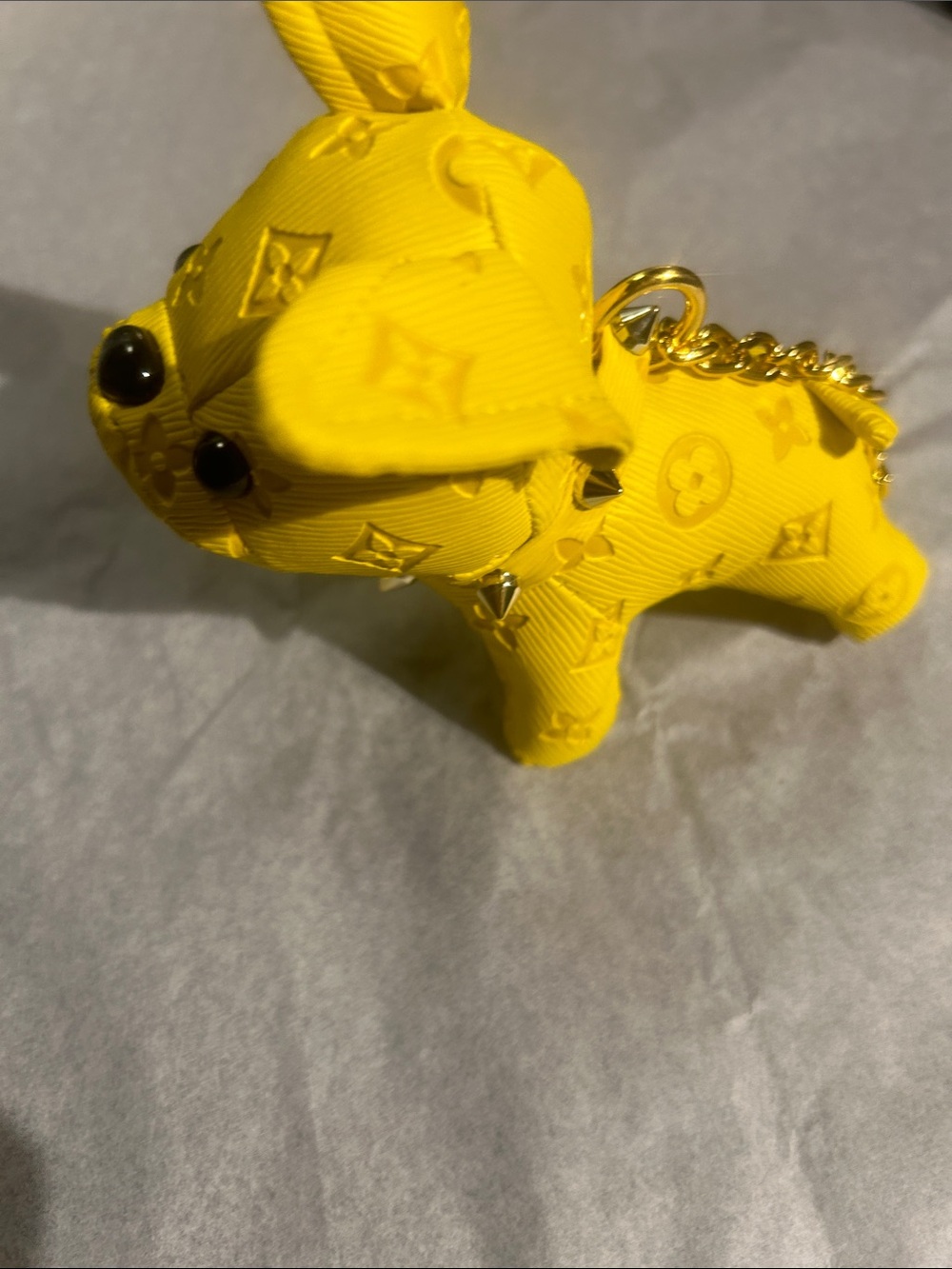 Yellow Designer-Style Dog Keychain Charm